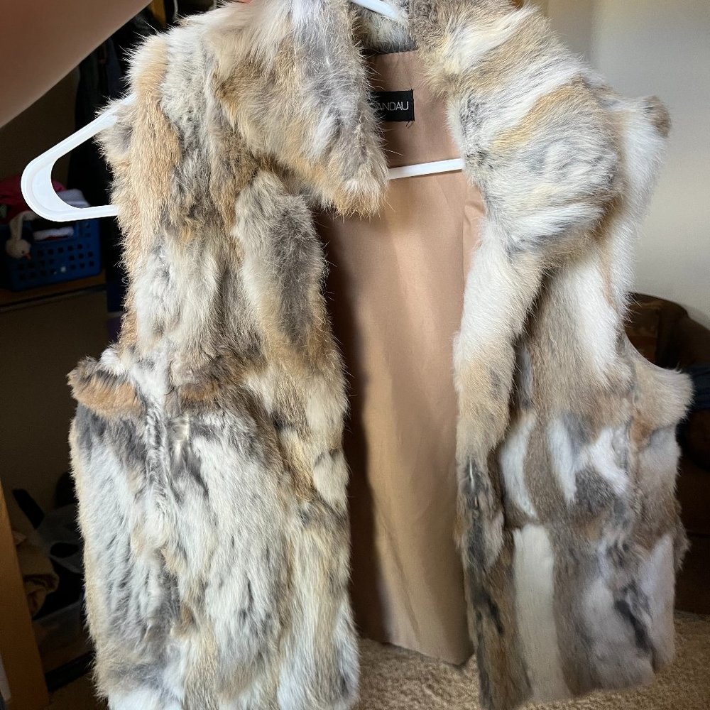 Adrienne Landau Rabbit Fur Vest in M